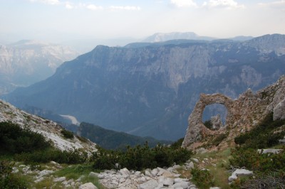 View of Mt. Prenj from Mt. Čvrsnica, seperated by the canyons of Grabovica and Neretva